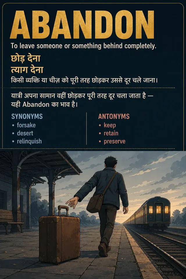 ABANDON flashcard — छोड़ देना